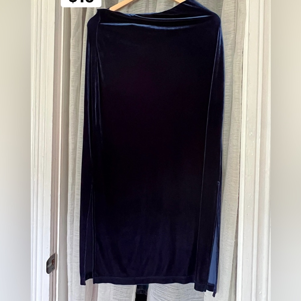 Denim&Co Deep Blue Velvet Maxi Skirt